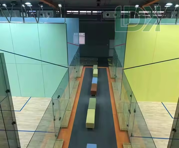Premium Hybrid Glass Squash Court – Vibrant Multicolor Play for Elite Performance