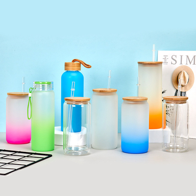 Drop Resistance Clear Glass Water Bottle Household Borosilicate Glass Coffee Tumbler With Straw Large Capacity 8*15cm Customized Acceptable