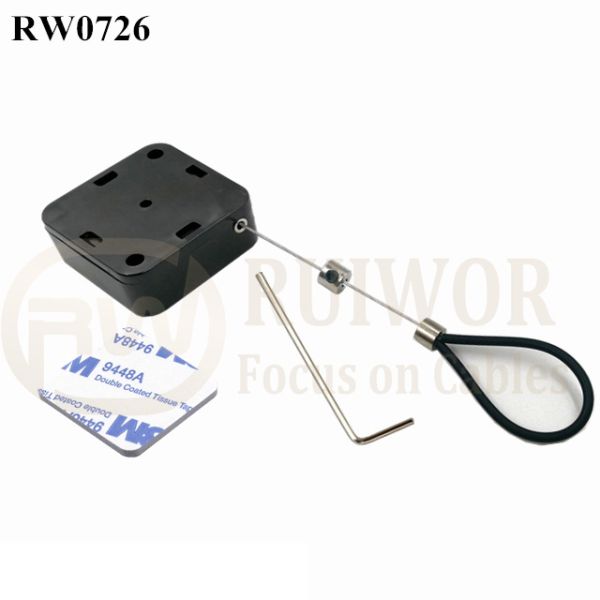 RW0726 Square Retractable Cable Plus Adjustable Stainless Steel Wire Loop Coated Silicone Hose