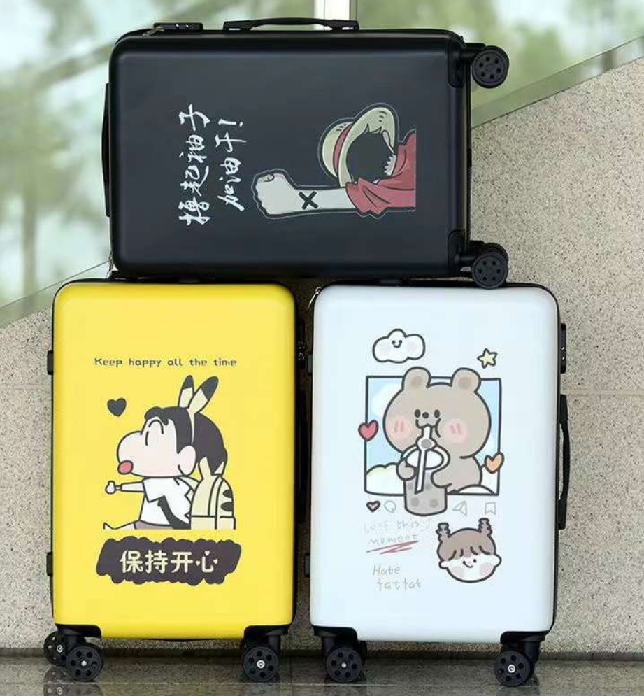 4 Wheels Custom Logo DIY Creative Print Travel Luggage Bag Spinner Cabin ABS PC Trolley Carry On Custom Logo Suitcas