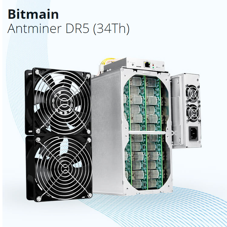 512 Bit Sha256 Bitmain Antminer DR5 34T 1800W DCR Coin Mining Machine Dash Miner