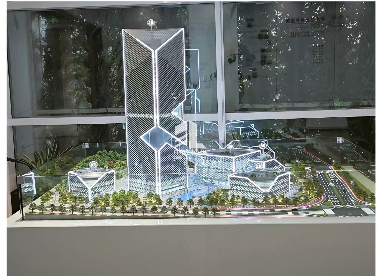 Real Estate Scale Model 1:100 Skyscraper Scale Models LED Illuminated