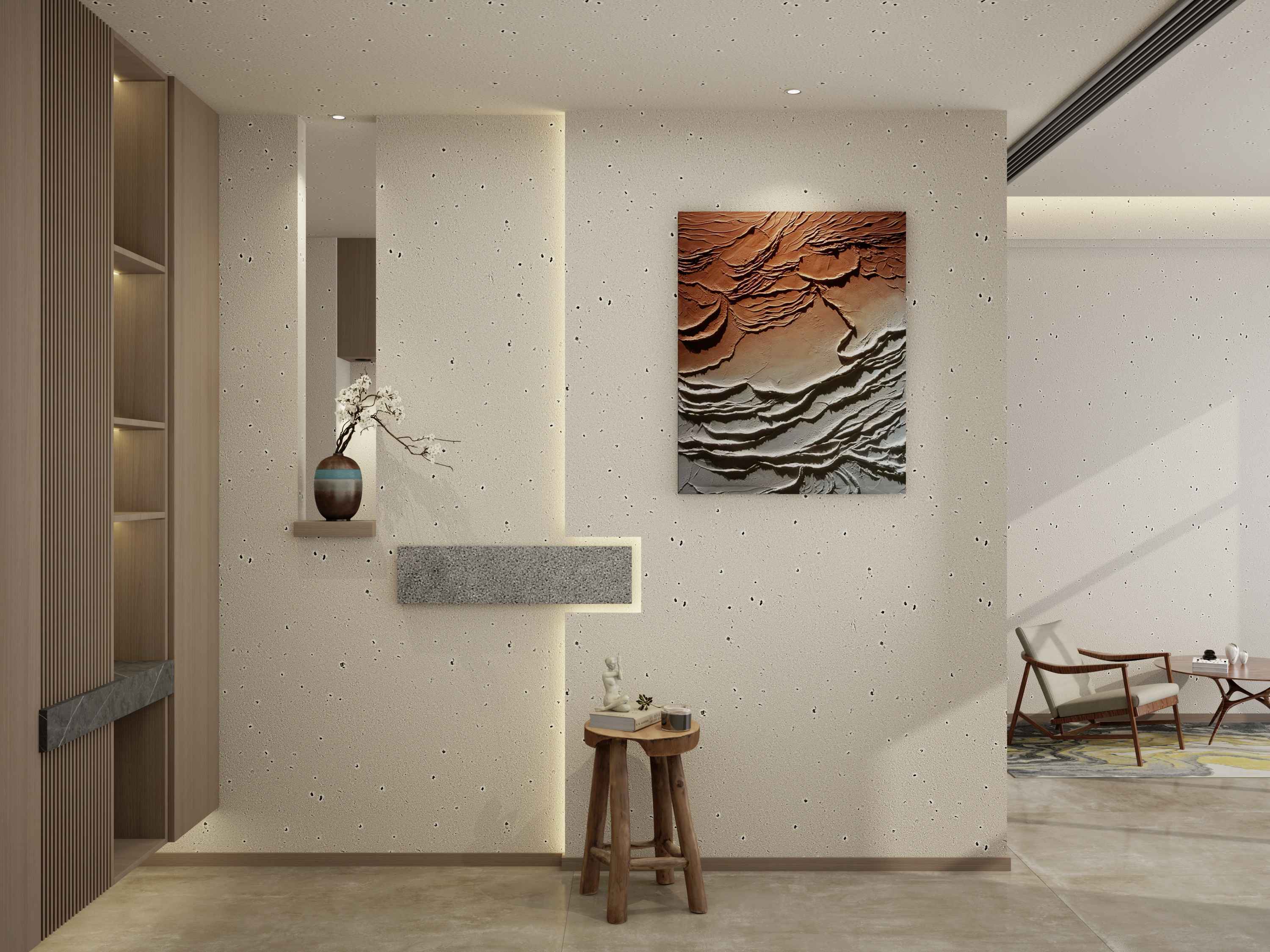 Quality Odor Free Texture Wall Paint Limestone Rock Flakes Feel Interior Wall Decoration Paint for sale