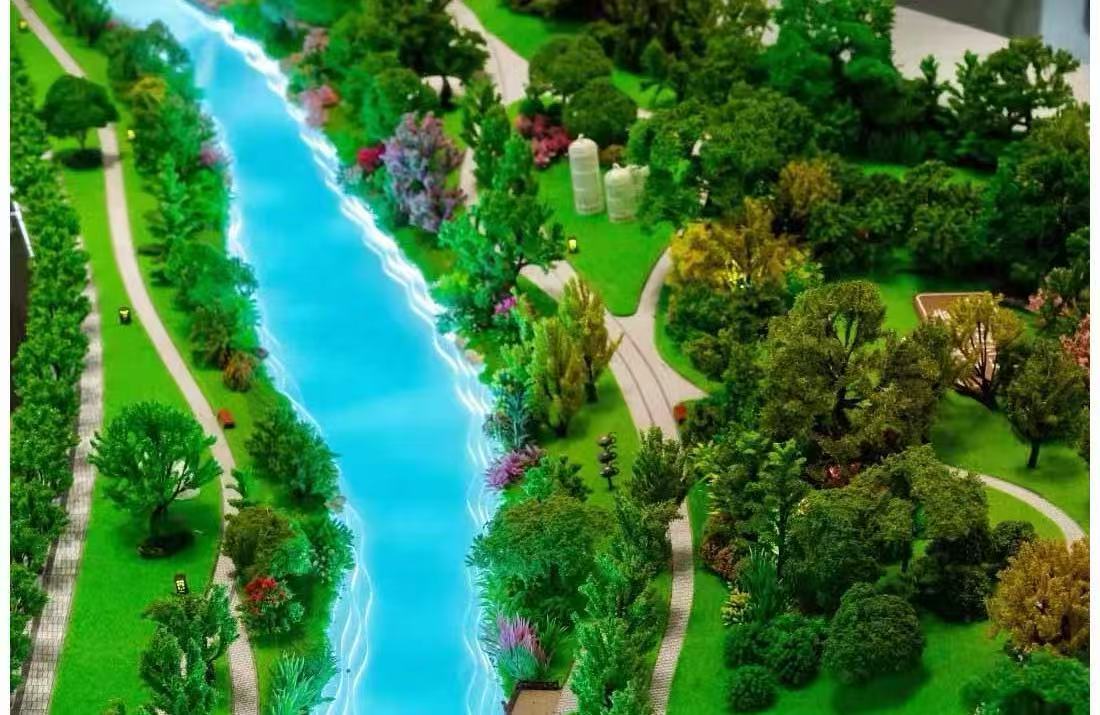 1:100 Architectural Scale Model Urban Development With Parks And Water Features