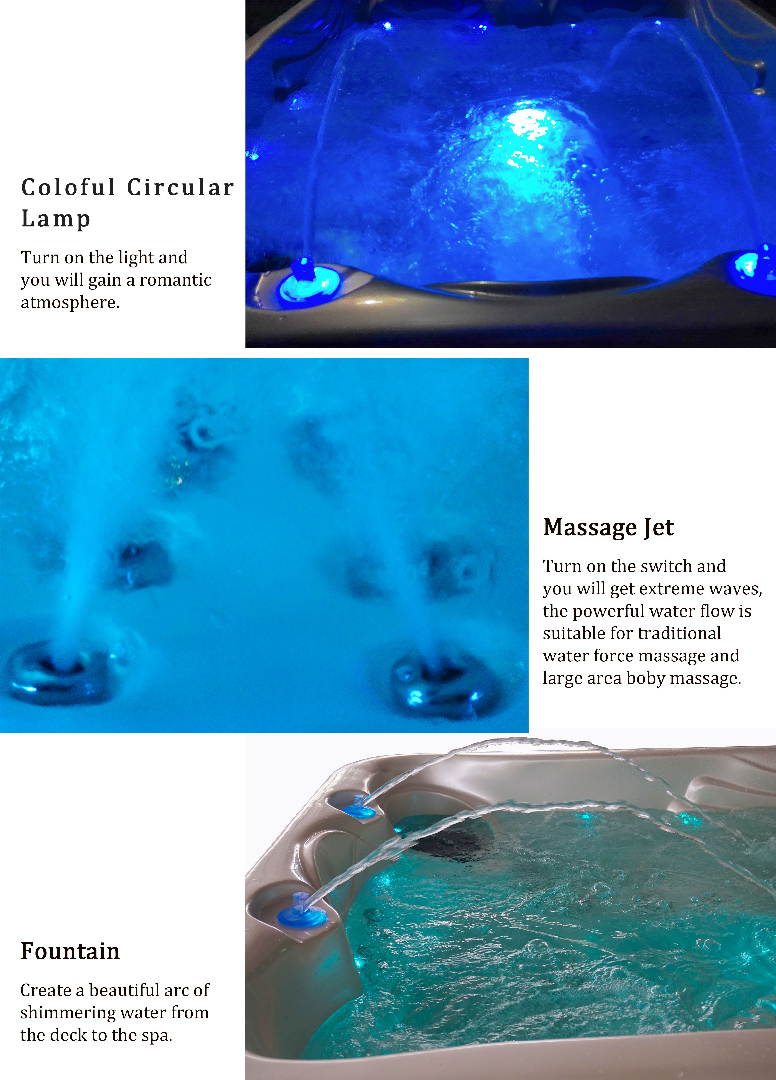 Home Outside Mutil Funtion Waterfall Whirlpool Massage Hot Tub