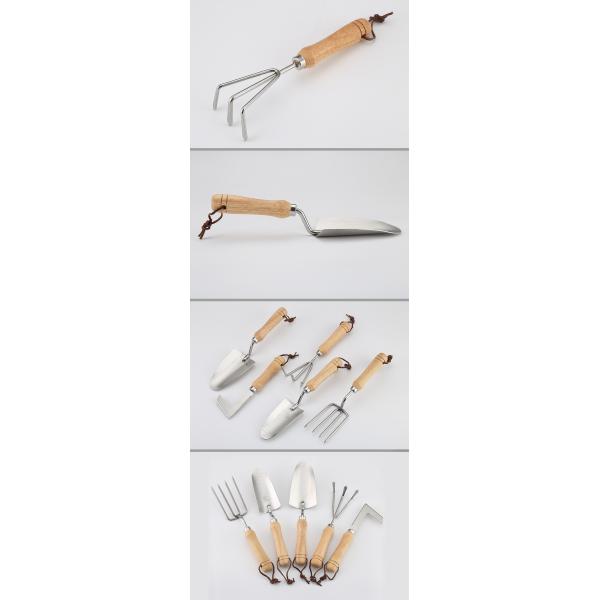 Wooden Handle Stainless Steel Garden Hand Tools Five Piece Set