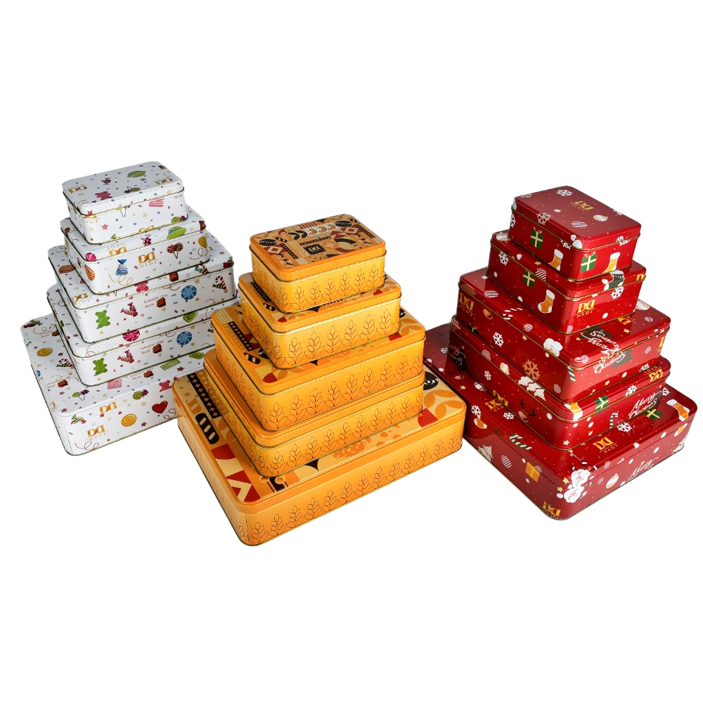 DADI Tinplate Square 5 Pack 0.19mm-0.4mm Personalised Biscuit Tin Box