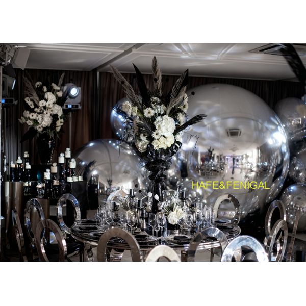 Custom Size PVC Double Layer Silver Mirror Balloon For Event Festival Decoration