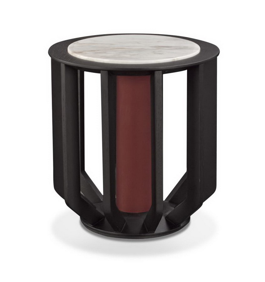 Itlay Minimalist design furniture made fron China factory by Oak wood in Red PU painting with Stone Cocktail table
