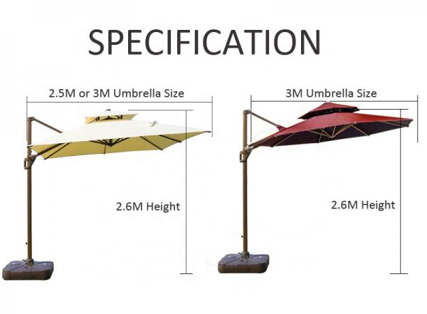 Roma 2.5 M Large Cantilever Parasol For Garden Patio
