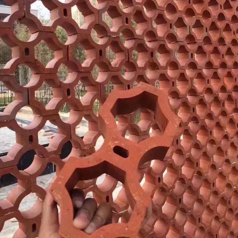 Garden Wall Terracotta Decorative Tiles Jali Perforated Red Terracotta Hollow Bricks