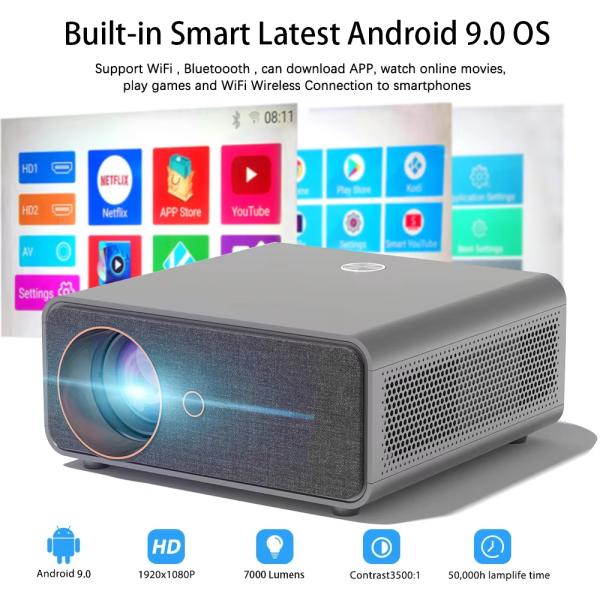 X1 Auto Home Cinema Projector 700 ANSI Lumens FHD Android Smart Projector