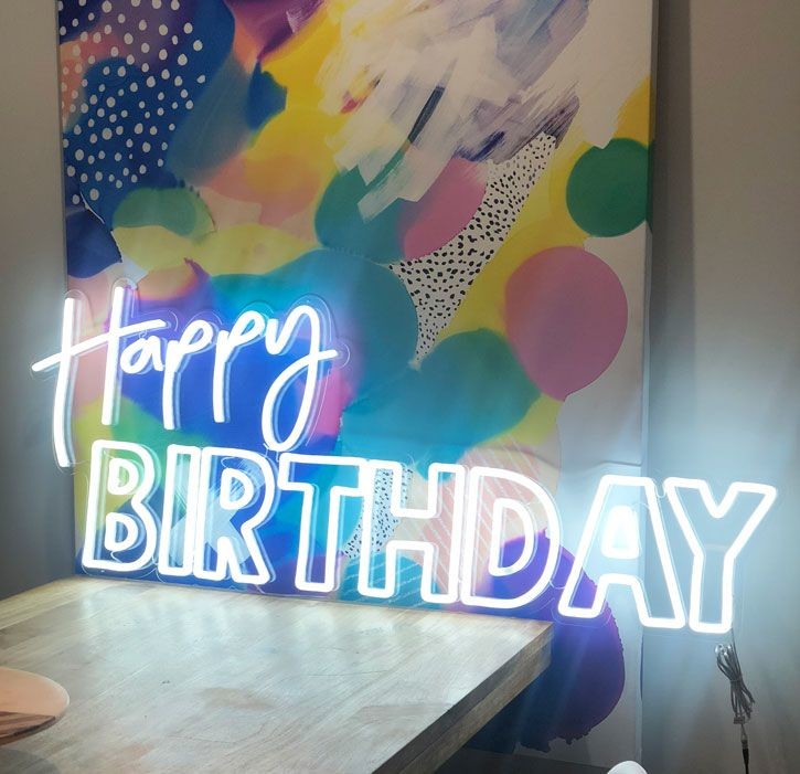 Rose Gold Happy Birthday Girls Air Shimmer Wall Party LED Custom Neon Light Sign Custom Letters
