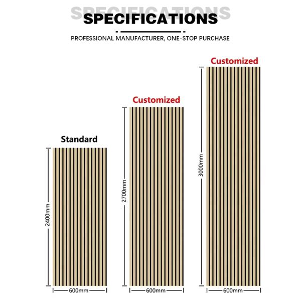 Wood Slat Acoustic Panel Fire Rated MDF Core Sound Absorbing Wall Cladding