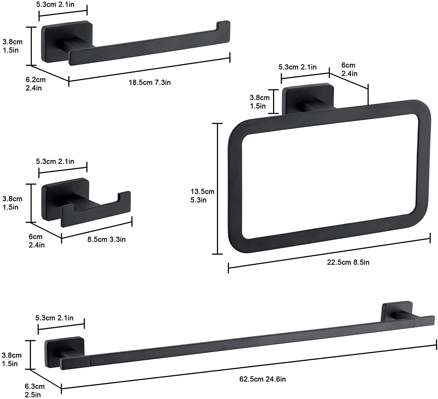 ISO9001 2015 Certified Stamping Process 4 Pieces Towel Rail Bathroom Accessories Set