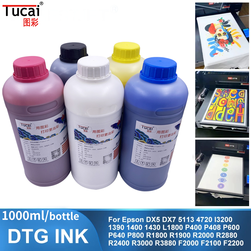 Digital Printing DTG Ink 1000ml Textile Ink For Epson R1800 R1900 F2000 1390 Printers