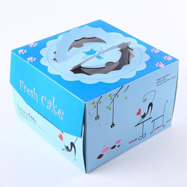 Printing Colorful Square Cake Packaging Box / Container With Die Cutting Handle