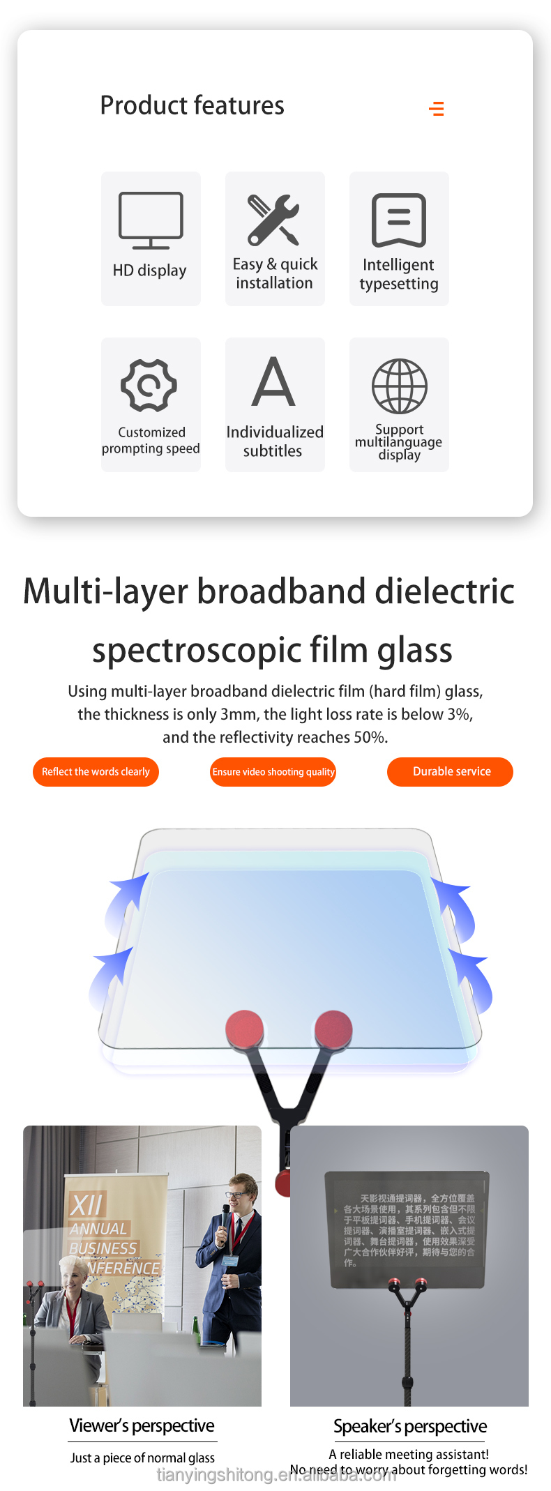 Talk Show Studio with TYSTVideo Control Portable Teleprompter and HDM Input