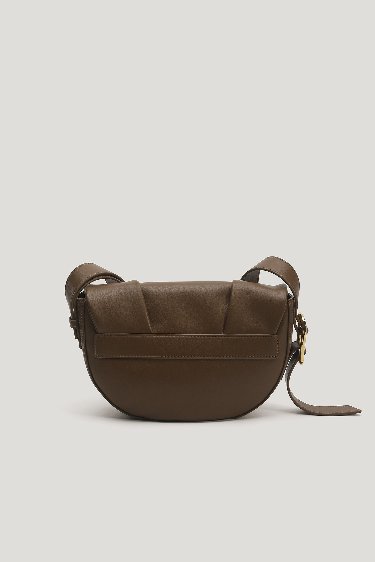 GENUINE LEATHER Simple Vintage Pleated Armpit Saddle Bag for Ladies Crossbody