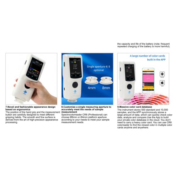 3nh CR8 Precision Spectrophotometer Lab Color Measuring Instrument for Plastic Ink Paint Mixing for Test Equipment