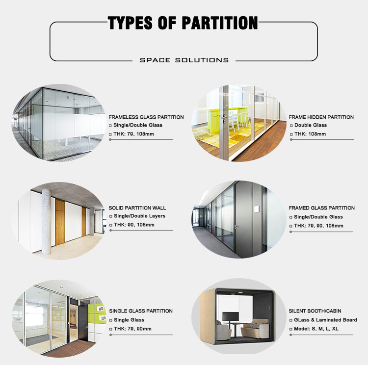 Fluted Glass Wall Partition Office Decorative Glass Panel