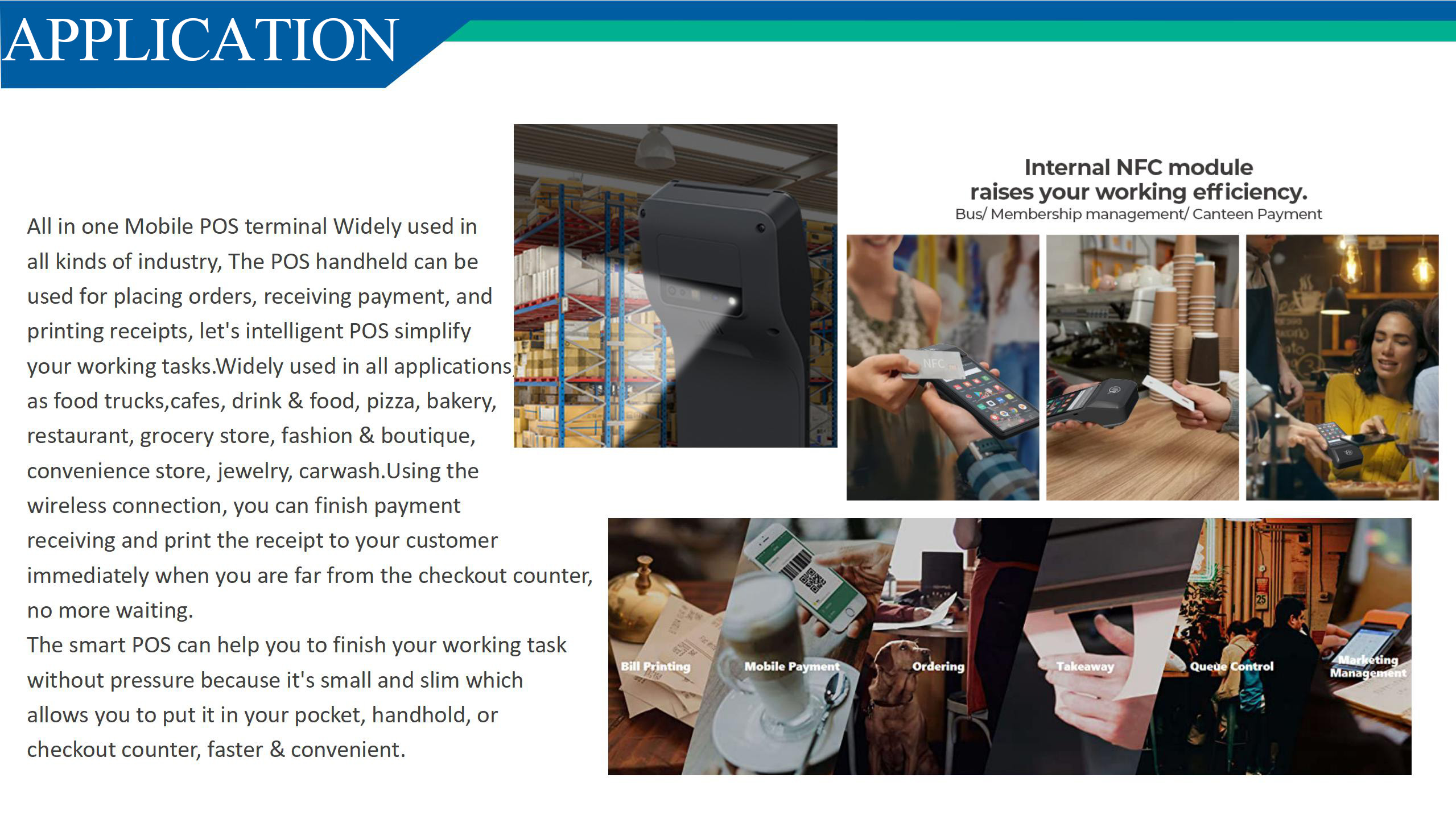 POS NFC Android Mobile POS Terminal With Label Or Receipt Printer