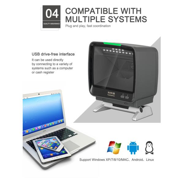 High Quality 2d Barcode Scanner Desktop Handsfree Use with Pos Machine for Supermarket