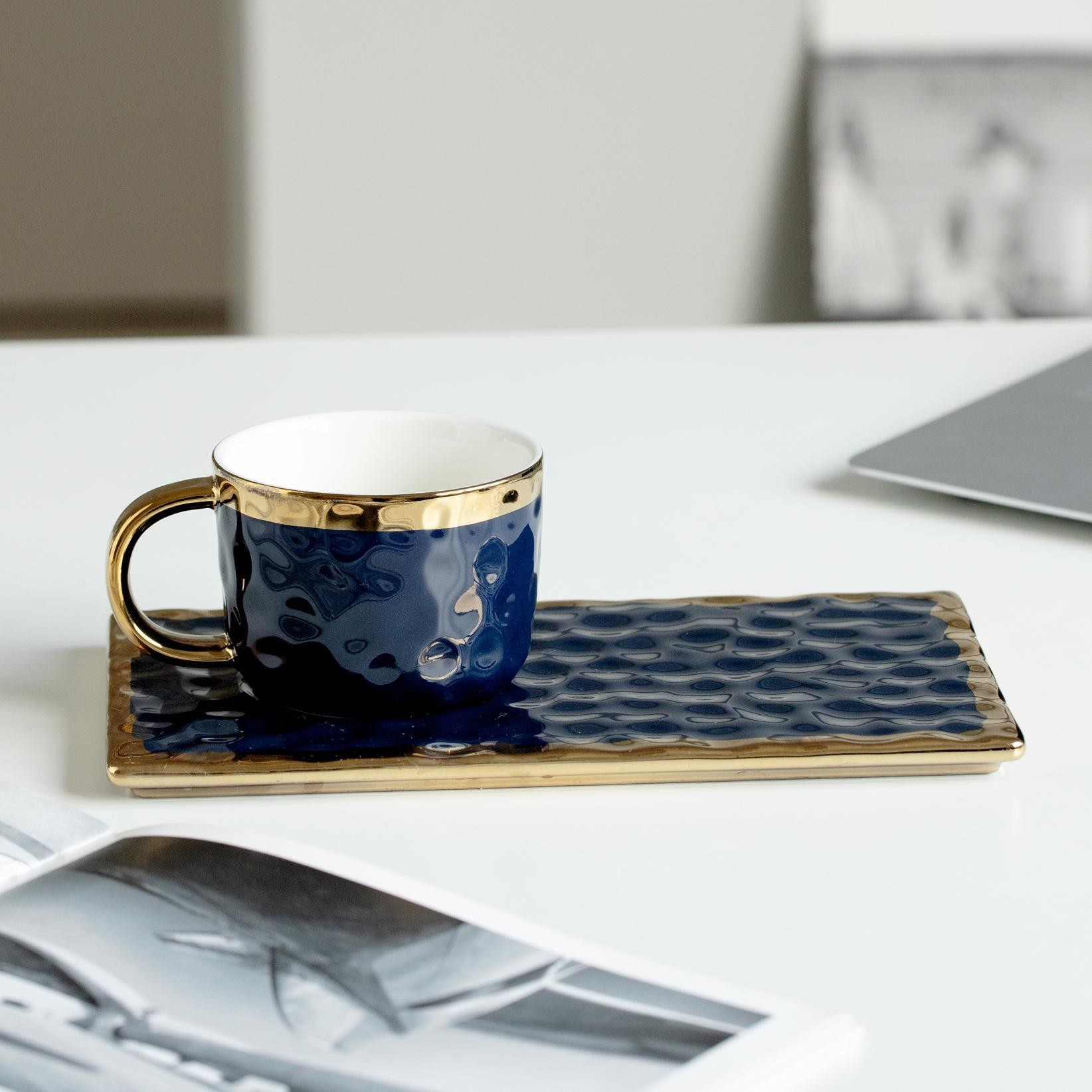 Nordic Style Luxury Set Coffee Cups And Plates With Spoons Romantic Afternoon Tea Ceramic Cups Men's And Women's Office Mugs
