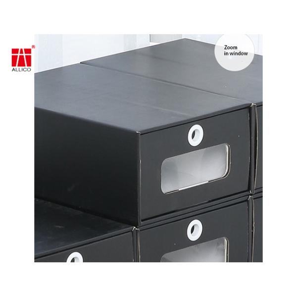 Black Shoes Packaging Box Stackable Boxes Easy To Assemble Shoe Organizer