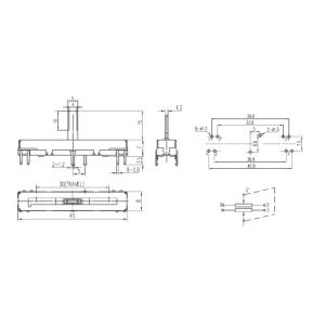 Slide potentiometer, Audio potentiometer, carbon potentiometer, 30mm travel