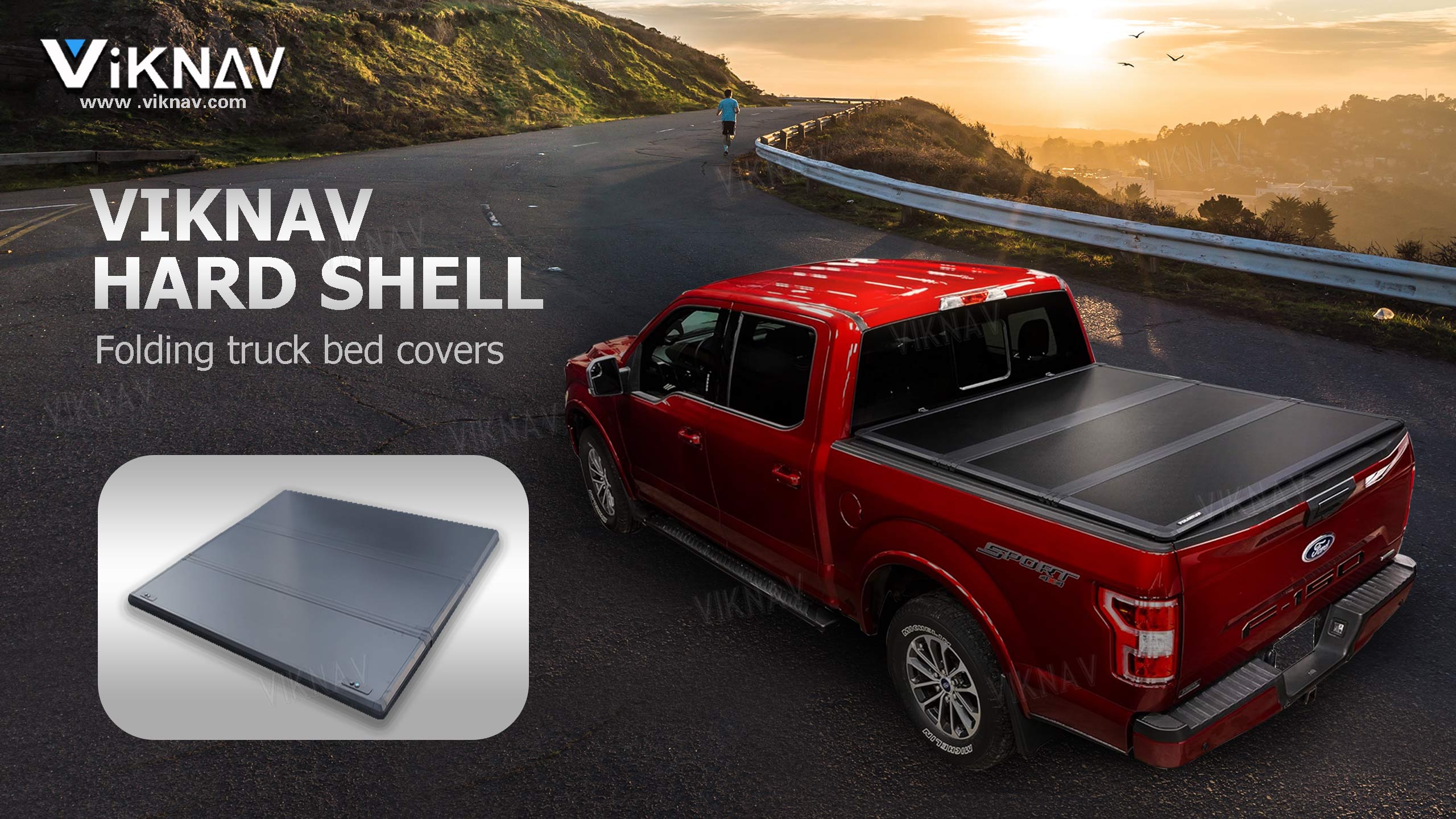 Viknav for Ford F150 Truck Bed Replacement Tonneau Cover Matte Black Trifold
