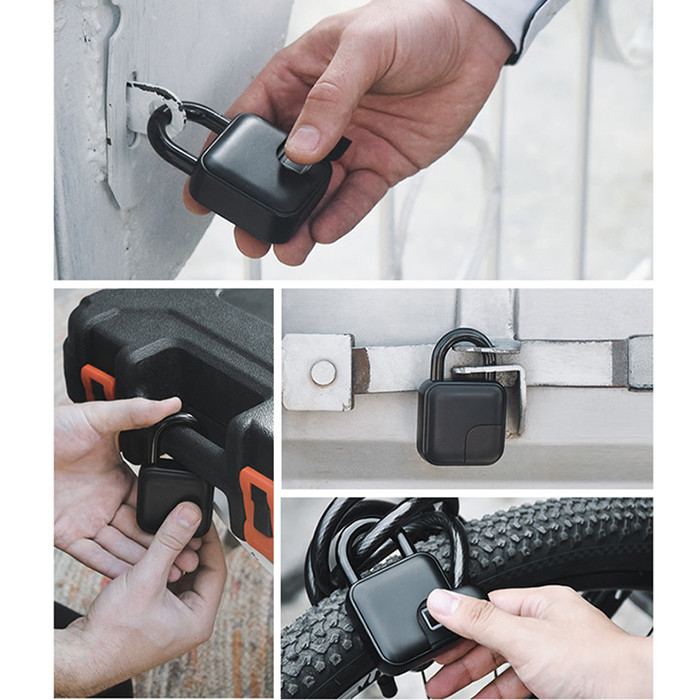 Tuya Keyless Fingerprint Padlock IP65 Waterproof USB Charging Zinc Alloy