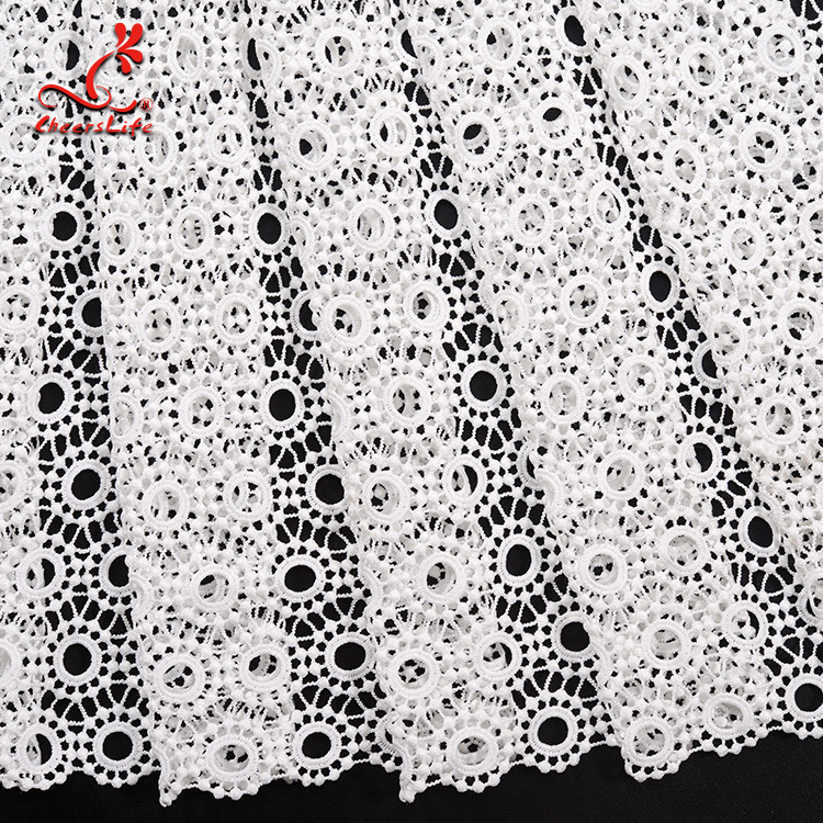 African Style Guipure Water Soluble Lace 100% Polyester Milk Silk Embroidered Fabric