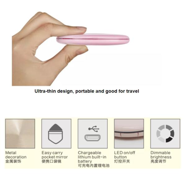 Beauty 3X Magnifying LED Compact Lighted Travel Makeup Mirror with Light