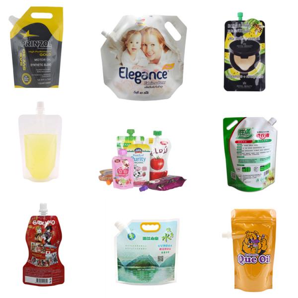 Biodegradable 50ml Kraft Paper Liquid Spout Bag Stand Up For Juice