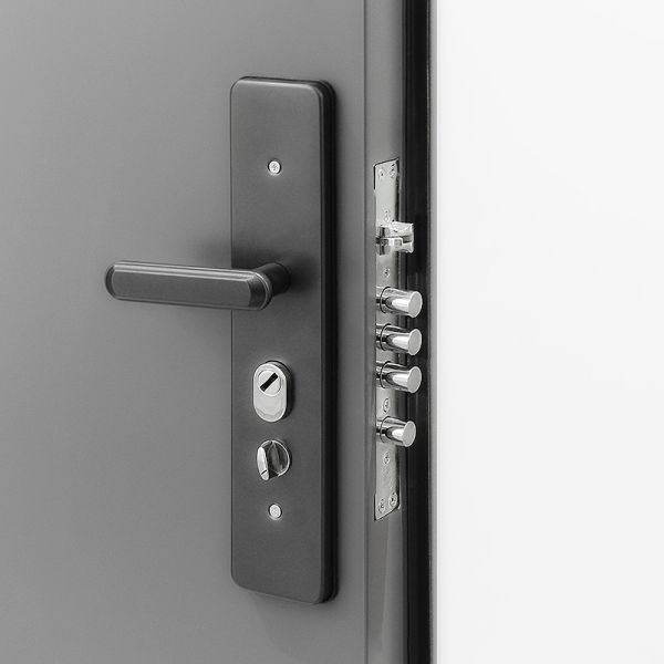 Multiple Styles Thick Hotel Security Door Black Panel Steel Door For Exterior Entry