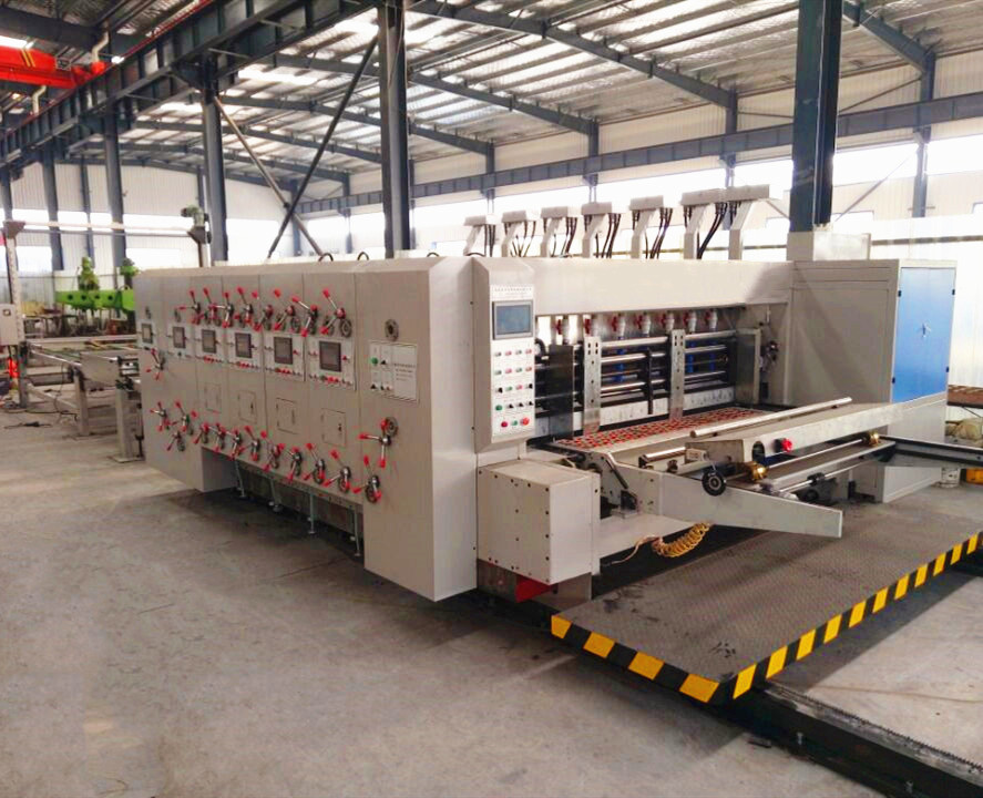 corrugated carton lead age feeding 5 color slotting die cutting printing machine