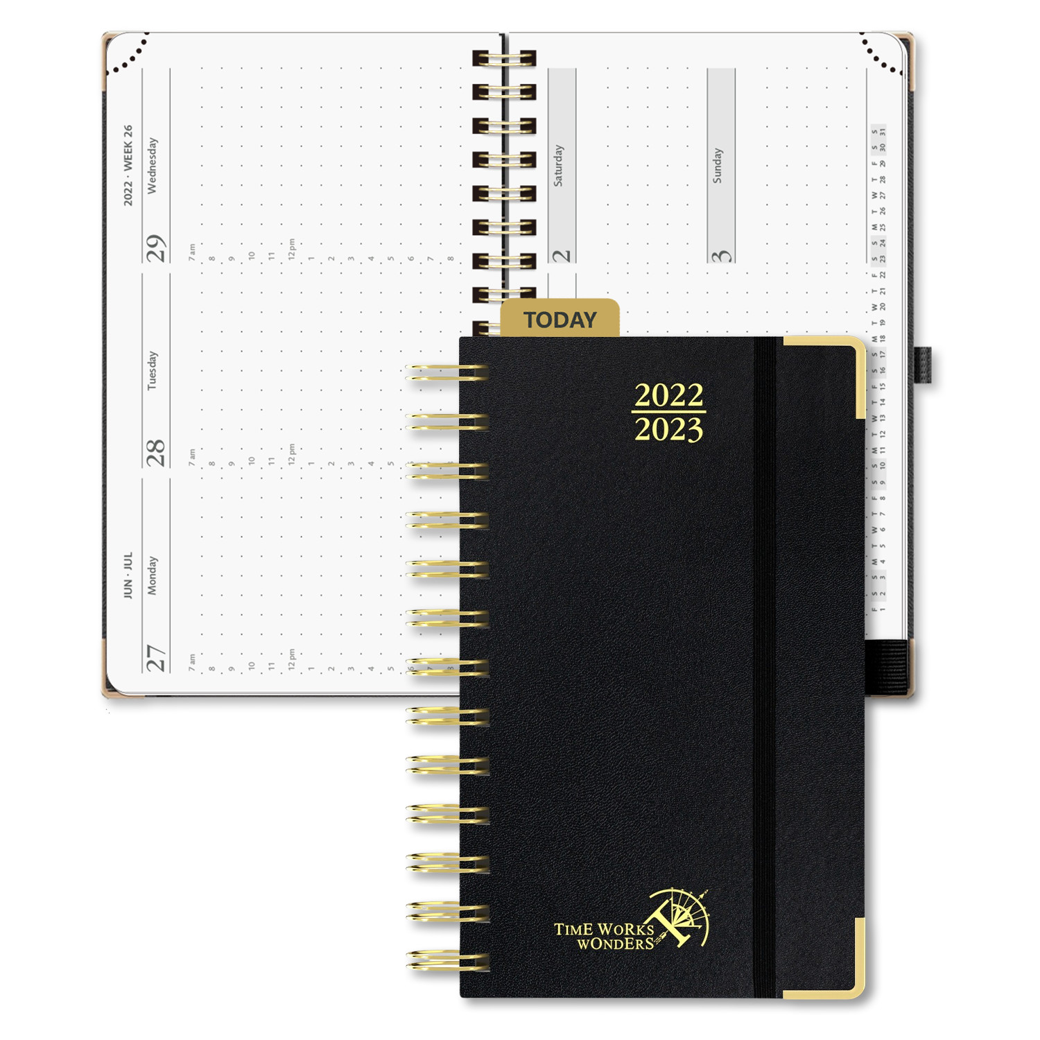 Quality Tiny Hardcover Weekly Planner With Hourly Schedule Monthly Tabs for sale