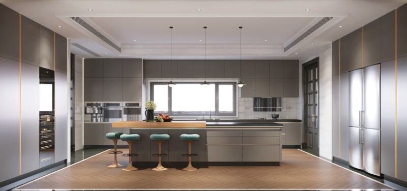 Ultima Edge Cold Metal Industrial Style Kitchen Cabinets With Dual Space Design