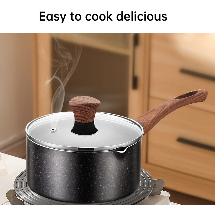 Two Color Choices Cookware Glass Cover Aluminum Non Stick Sauce Pan With Handle