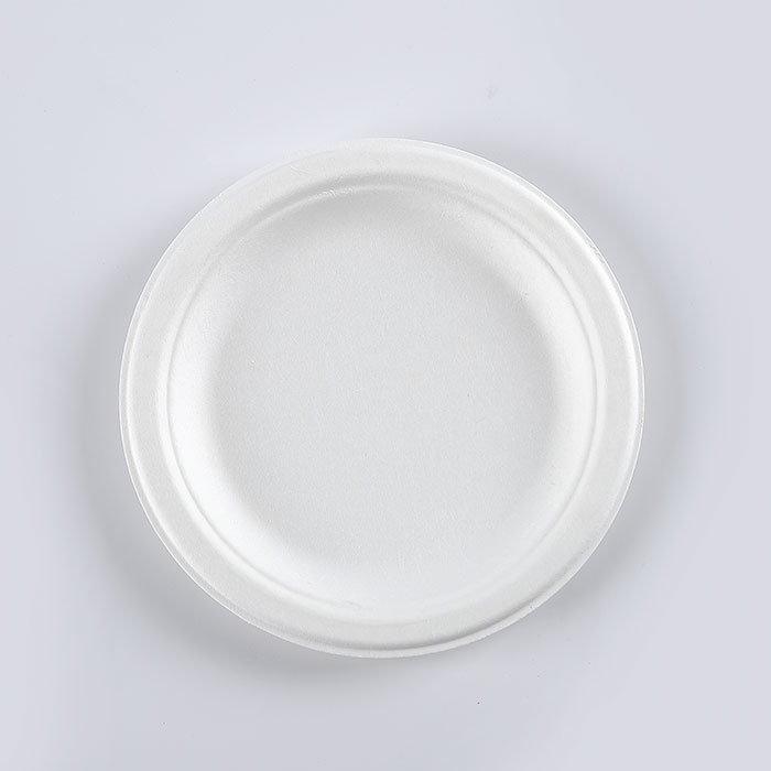Disposable Biodegradable Wood Bagasse Paper Plates Natural Color Sugar Cane Round Plate