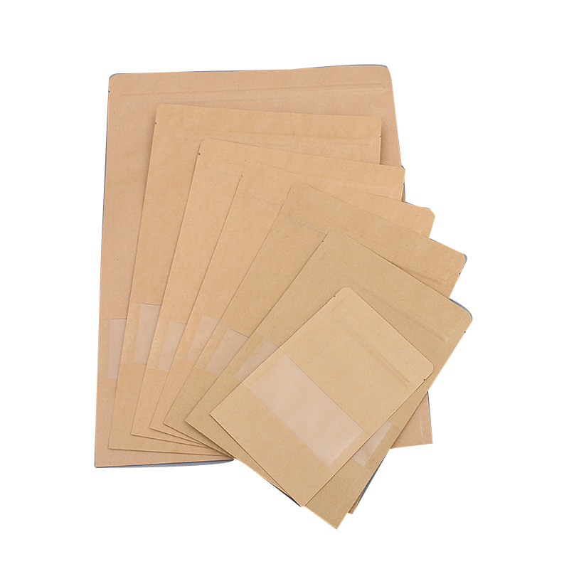 Stand Up Pouch Kraft Paper Packaging Bag With Zipper and Window