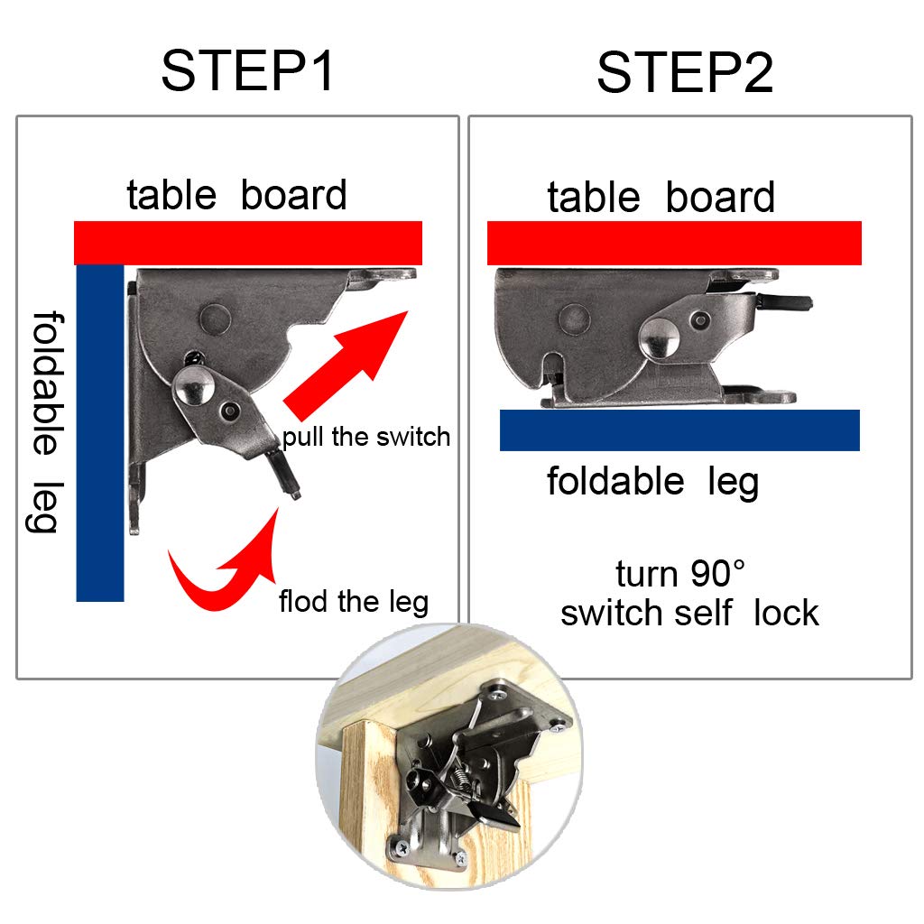 Self-Locking Hinge Leg Fittings and Corner Brace for Folding Table leg Support Bracket