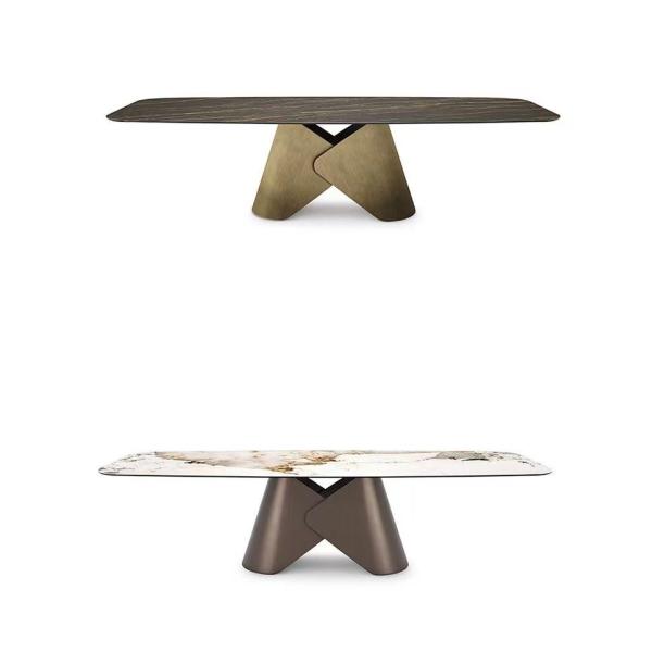 Italian Ceramic Marble Top Dining Table Black Marble Dining Table Gold Legs