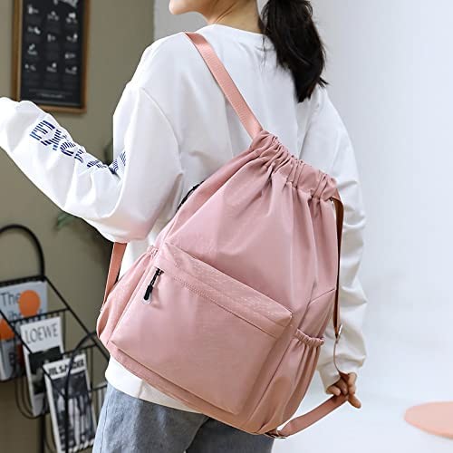 Foldable and Multipurpose Shockproof and Durable Drawstring Sackpack Wet Pocket with Zipper Water Bottle Mesh Pocket