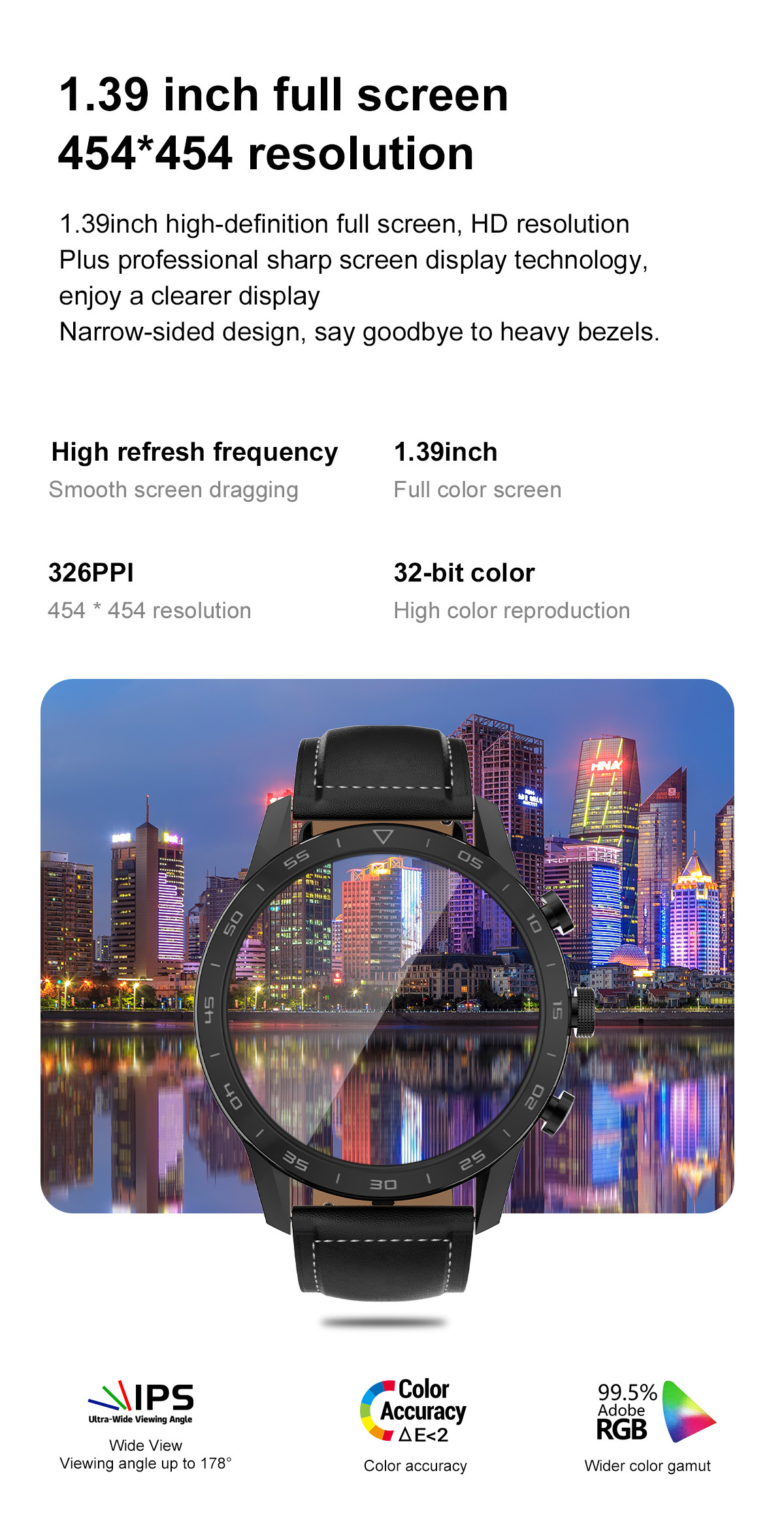 1.39inch 454x454 HD IP68 Waterproof ECG DT Smart Watch for Heart Rate Sport