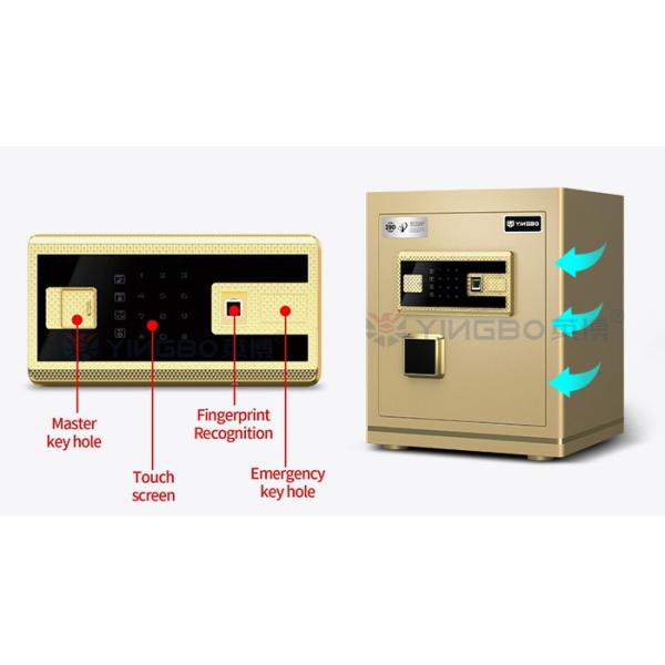 H450mm Gold Office Lock Box Fingerprint Lock+Password+Key
