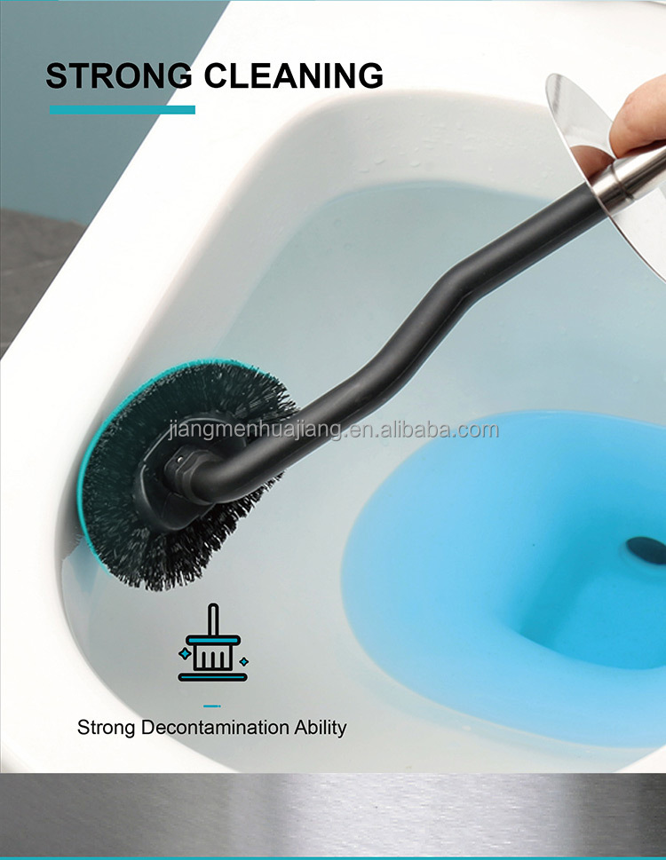 Silver Curved Design Toilet Cleaning Brush With Holder Stainless Steel OEM Acceptable