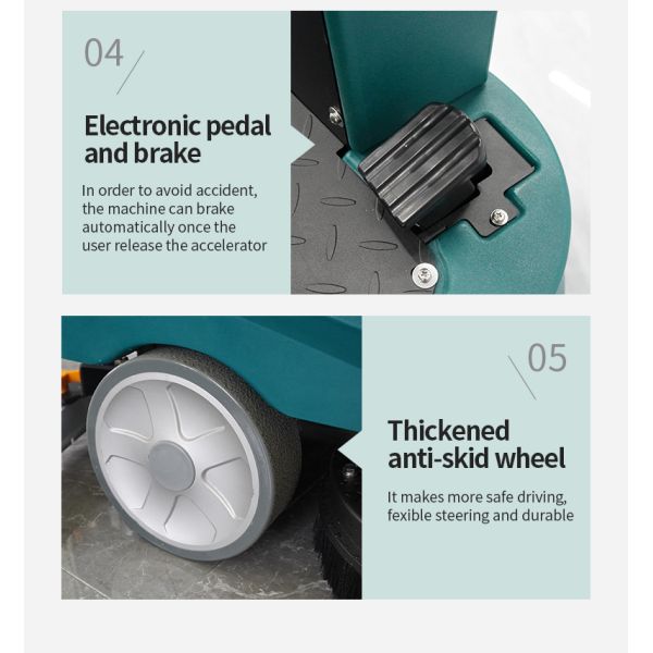 Ride-on Floor Scrubber Drier 70L Solution 80L Recovery High Efficiency for Warehouse & Factory
