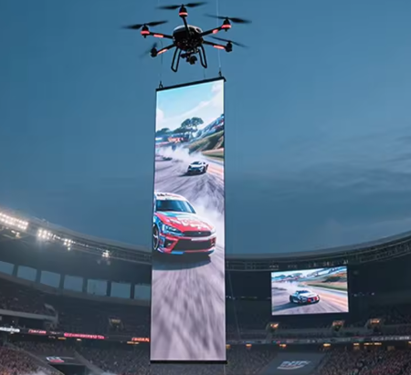 P30High Brightness LED Mesh Drone Screen Display Large High-Tech Lightweight Thin Flying Screen for Wall Installation Outdoor Advertising and Event